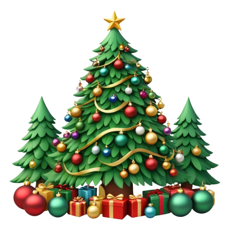 generate realistic detailed Christmas tree in 3d style sticker