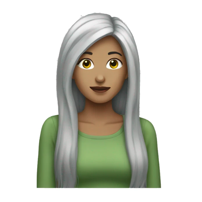 woman long grey hair green eys sticker