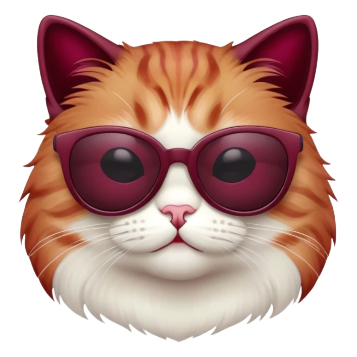 Cat with sunglasses in burgundy color sticker