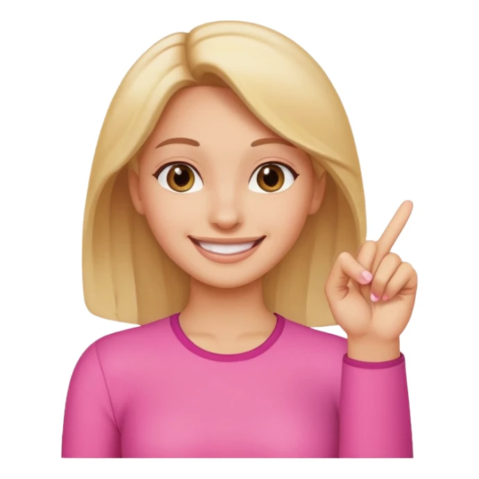 woman holding up her pinky finger while smiling sticker
