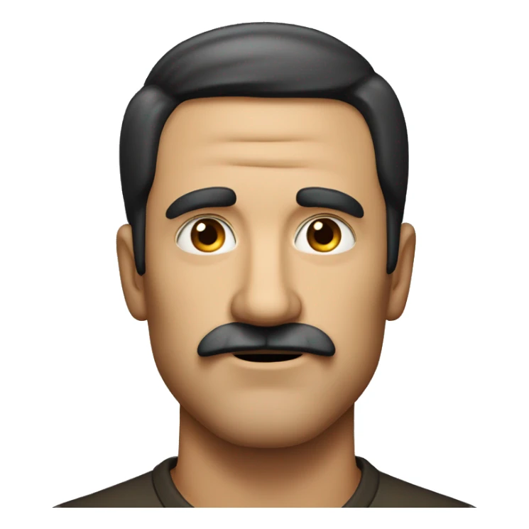 A swarthy middle-aged man with dark hair and a mustache wrinkles his nose sticker