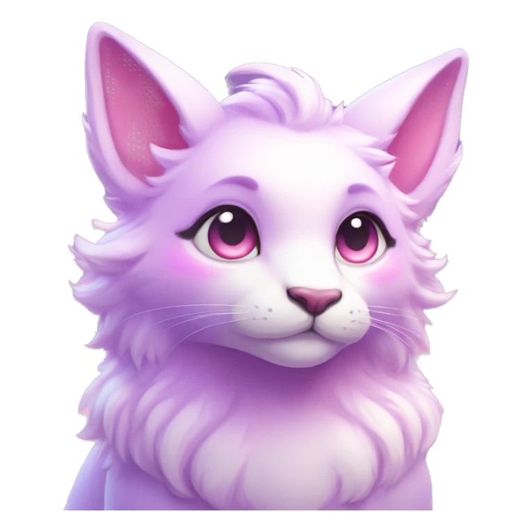 Kawaii cute gorgeous colorful bright light pastel lilac-pink-white-gradient fantasy ethereal anthro fursona animal creature sticker