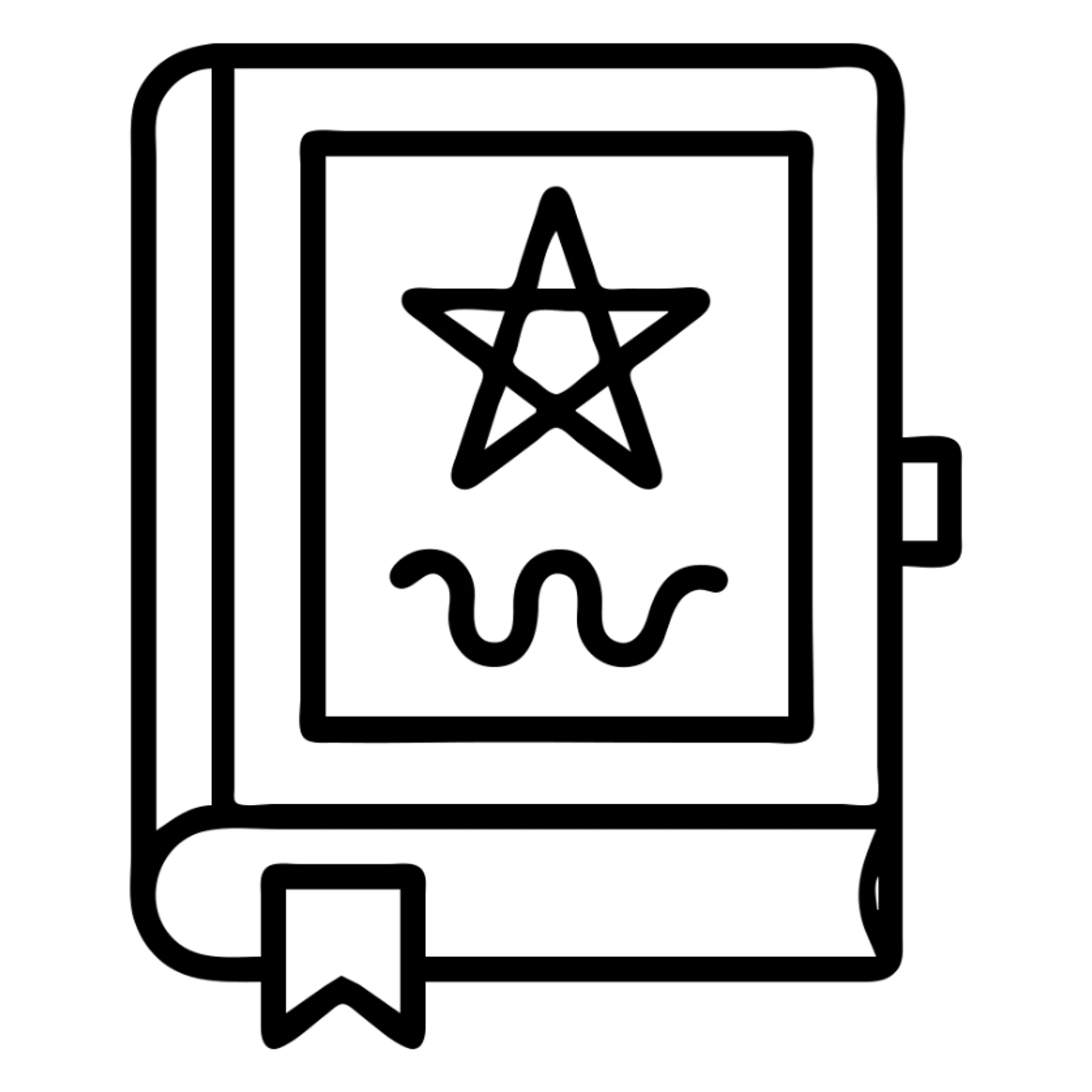 ancient wizard tome with mystical symbols, icon style sticker