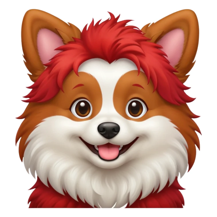 Dog with red fur with a happy face sticker