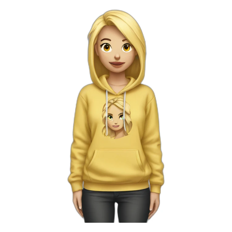 Blonde girl hoodie tied around her waist sticker