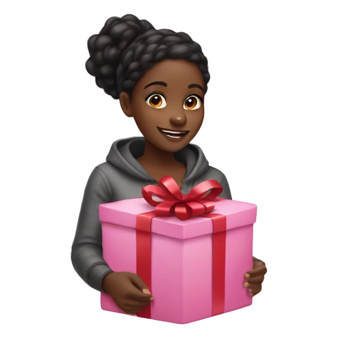 Black girl opening pink Christmas gifts sticker