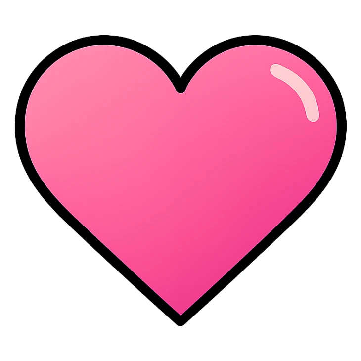 pink ombre heart icon, glossy finish, smooth color transition, stylish sticker