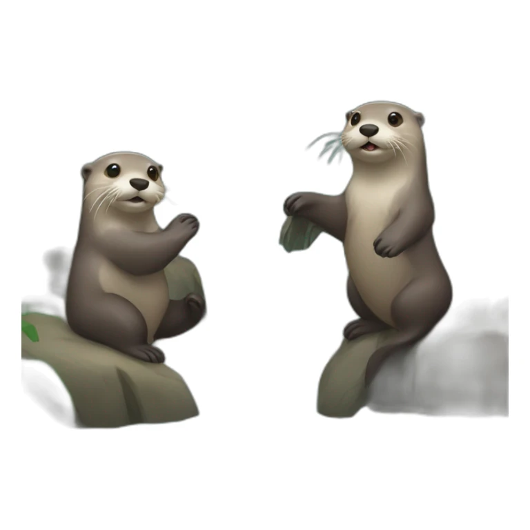 otters swimming in waterfalls sticker