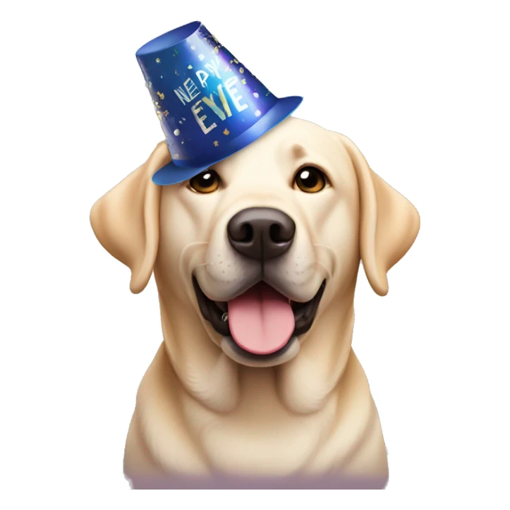 Labrador wearing new years eve Party hat sticker