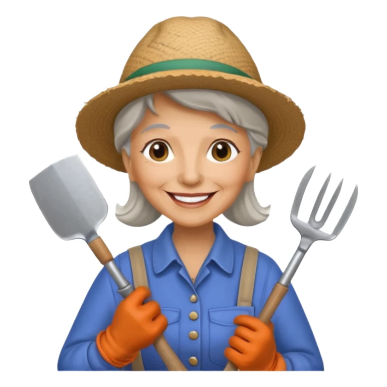 old woman gardener  sticker