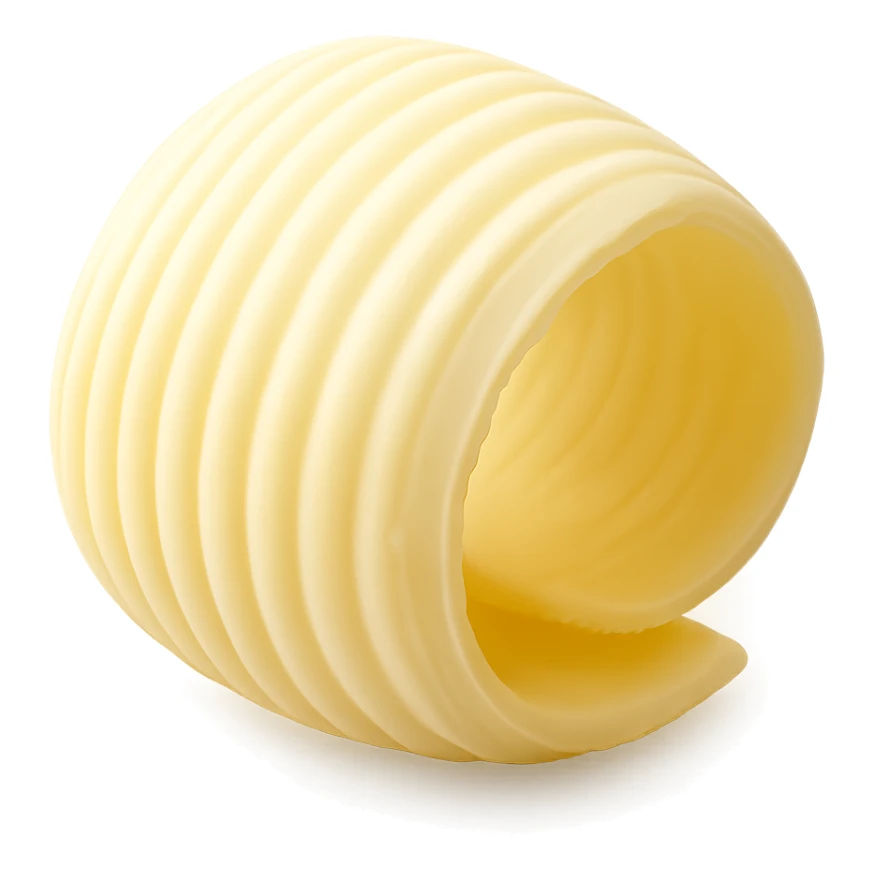 realistic butter curl, soft yellow sticker
