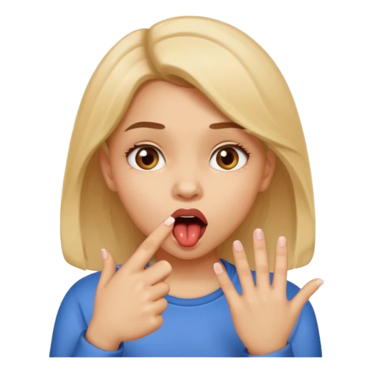 a girl bitten her finger sticker