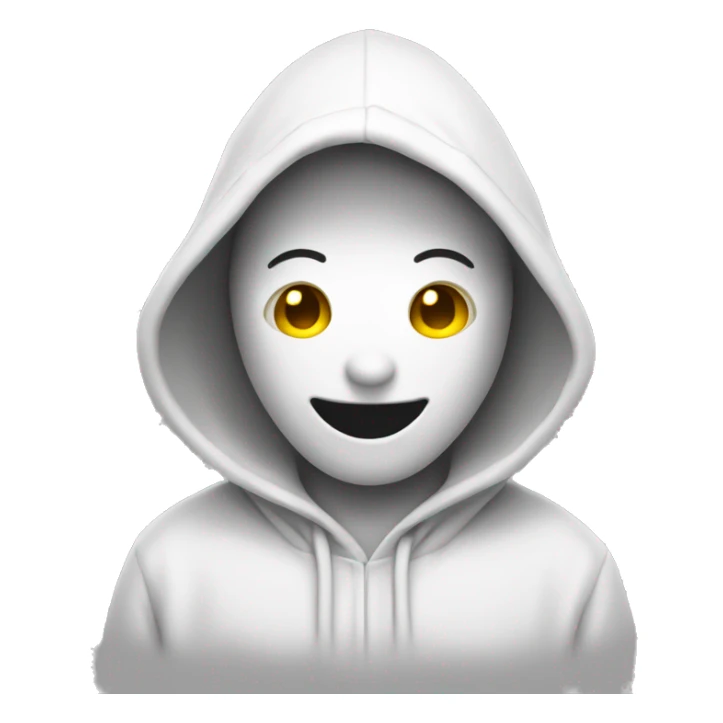 Smiley face with in a white hood NO EYEBROWS! NO EYEBROWS!  sticker