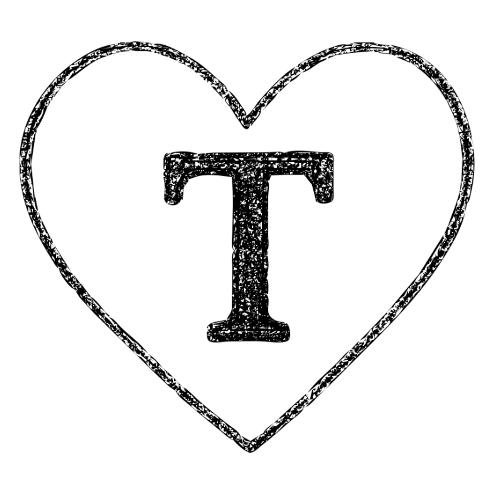 pink heart with a bold letter T in the center sticker