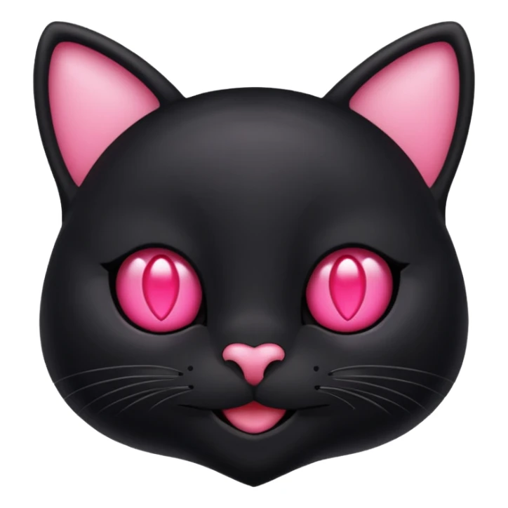black smiling cat in the Apple style with white eys and pink hear  sticker