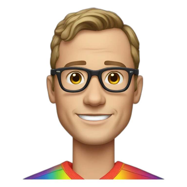 Jonathan Toews wearing glasses and rainbow clothes sticker