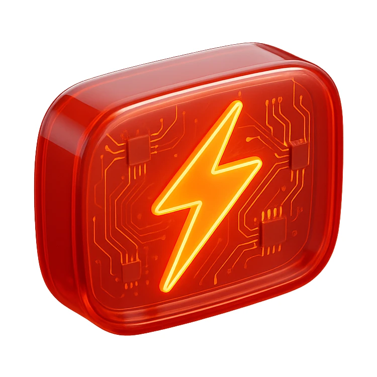 YouTube logo centered on red background with a stylized electric lightning bolt inside, glossy circuit style sticker