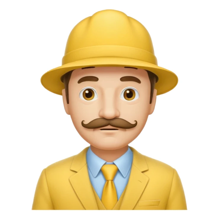 middle aged mobster with yellow colored suit and hat and mustache sticker