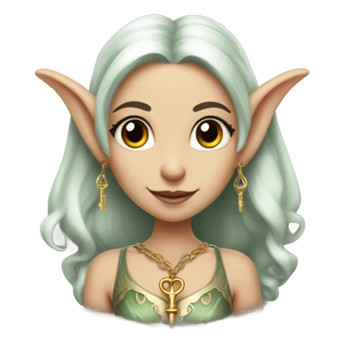 an elf woman login holding a big key sticker