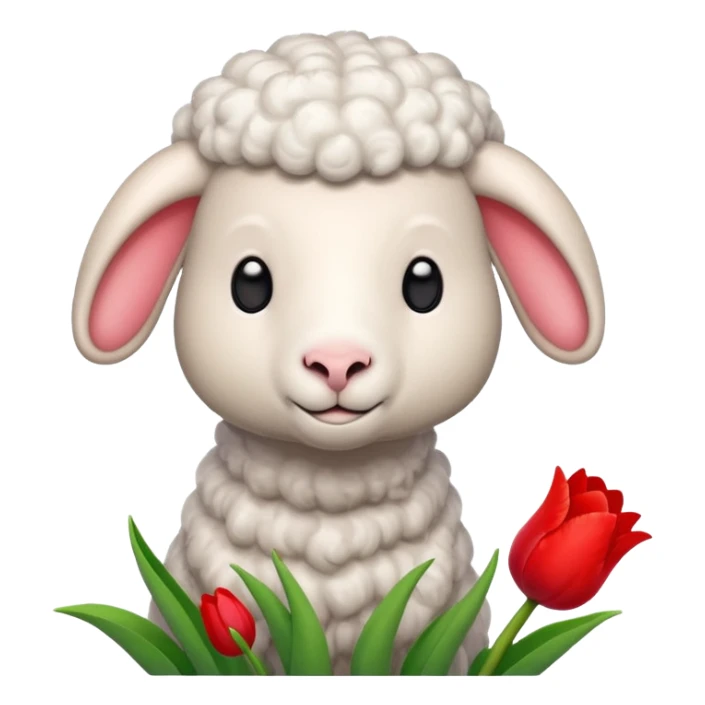 Oveja con un tulipán Al lado sticker