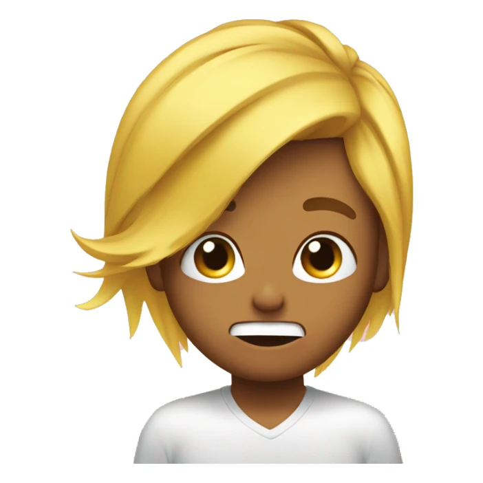 yello emoji swooping hair behind ear in embarrassment sticker