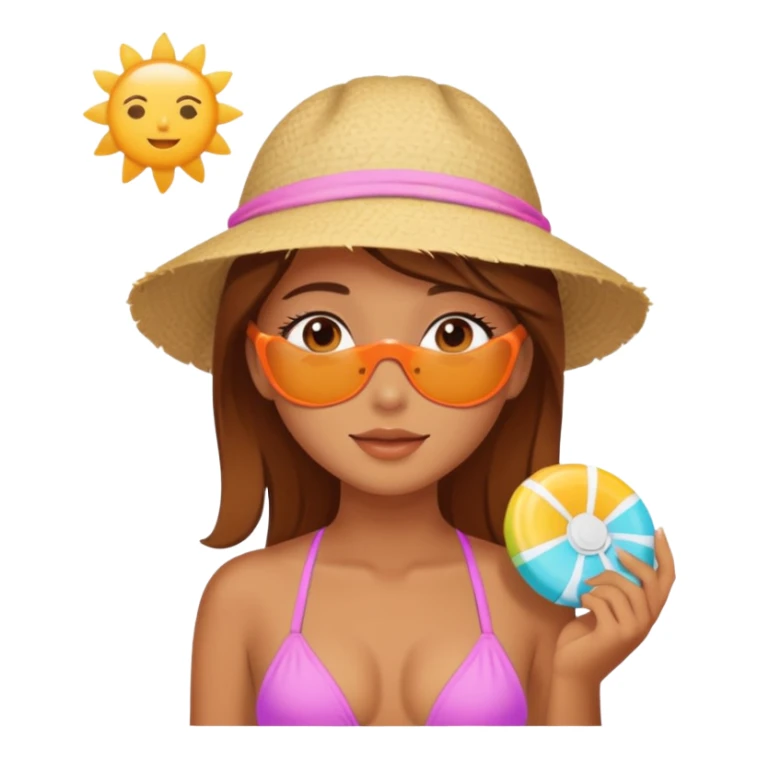 aesthetic girl with sunscreen on cheeks, wearing bikini, enjoying the sun sticker