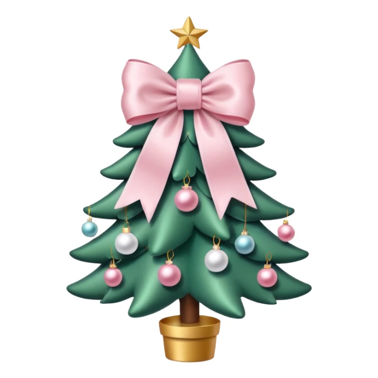 Cute light pink bow sitting on top of a white Christmas tree sticker