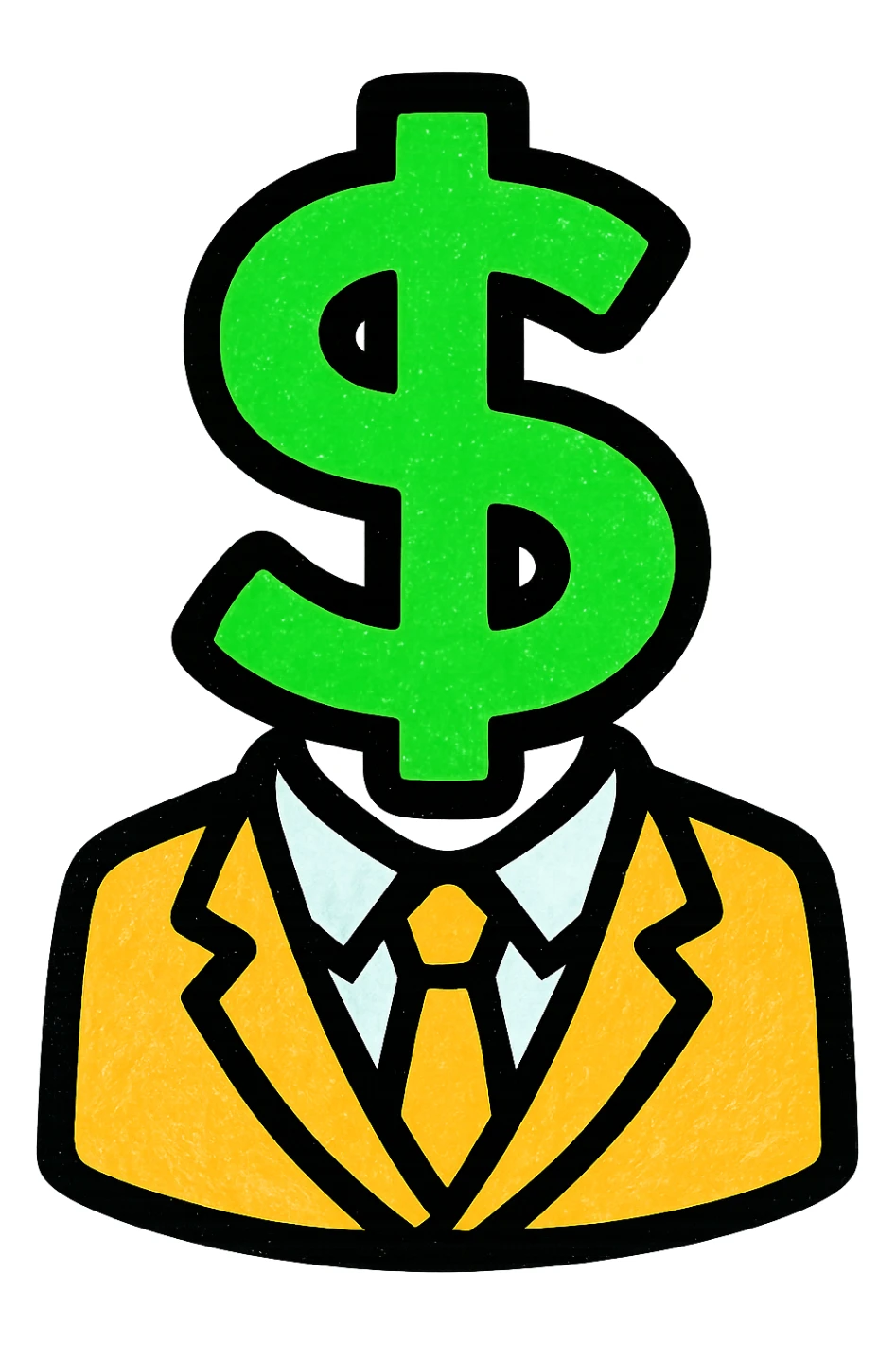 dollar sign, professional style, green gold and white color scheme, bold and clear, suitable for digital use sticker