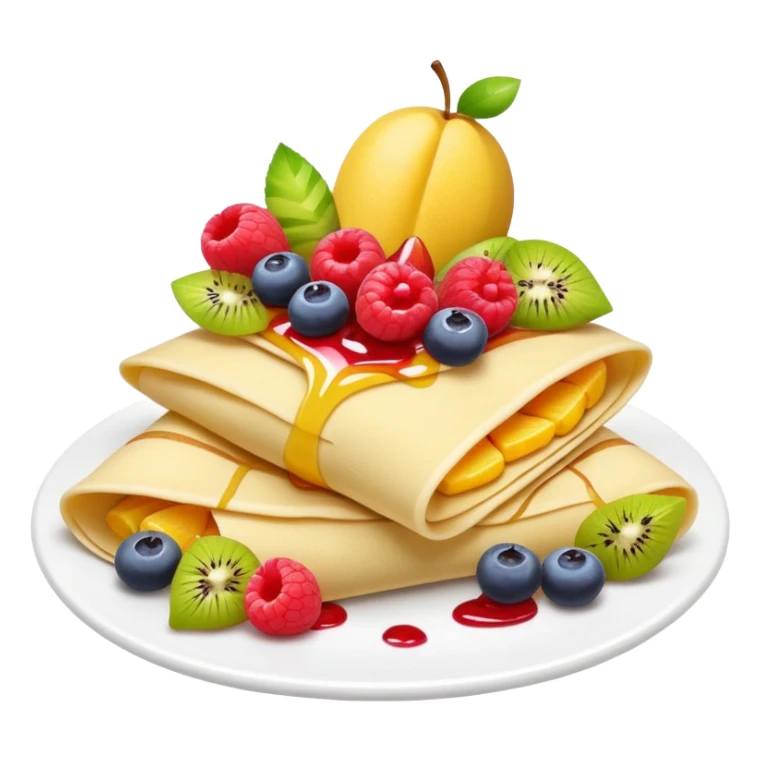 Crepe with fruit toppings in emoji style sticker