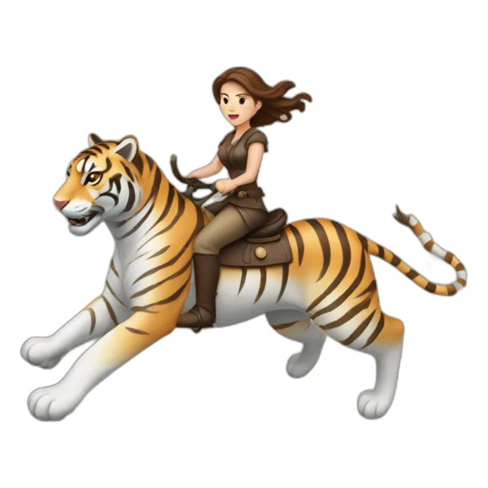 brown hair women riding Battle tiger sticker