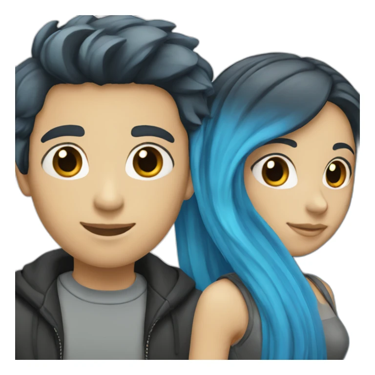 Blue-haired-boy-and-girl-with-black-straight-long-hair sticker