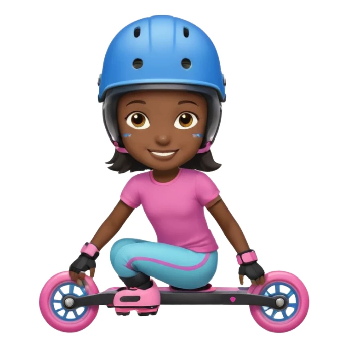 Roller blader black little girl sticker