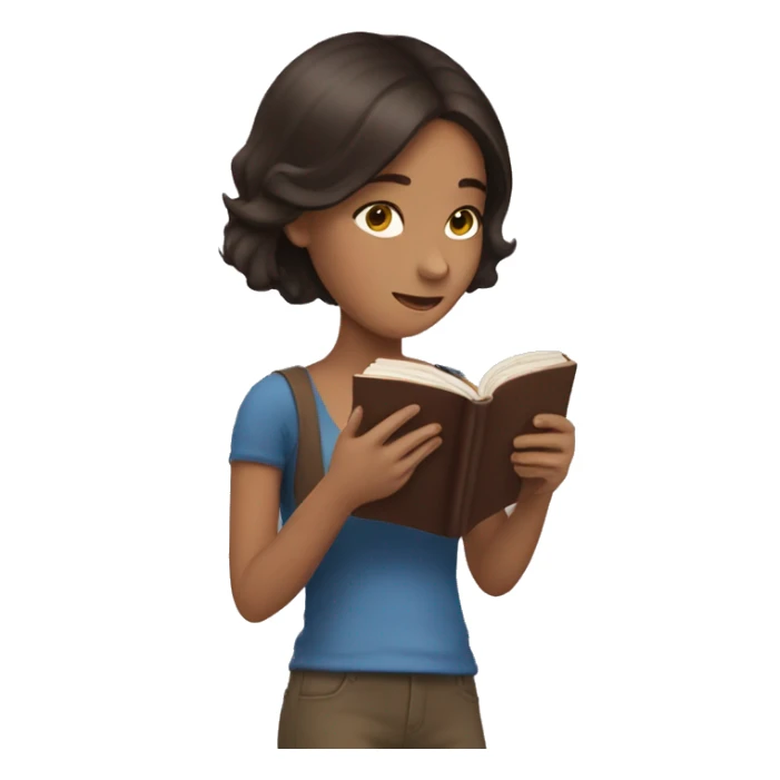 brunette girl reading a book in her hands sticker
