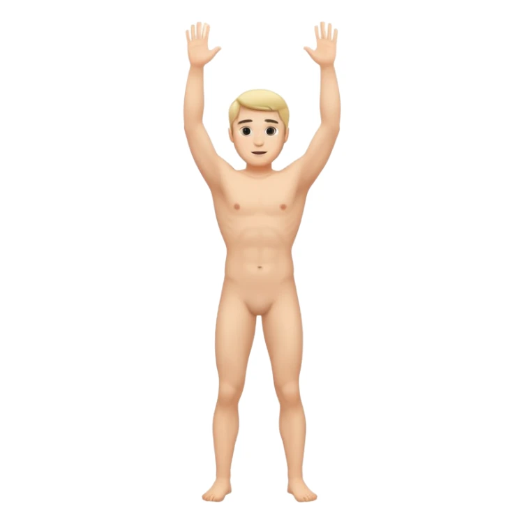 fullbody naked fit nude man hands up sticker