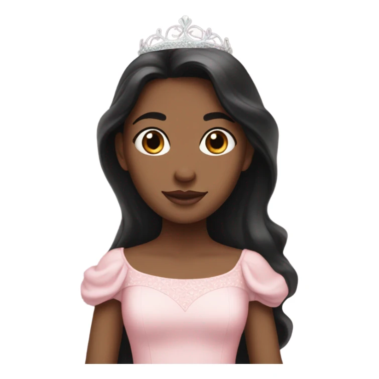 Princess white skin Long dark hair light pink dress sticker