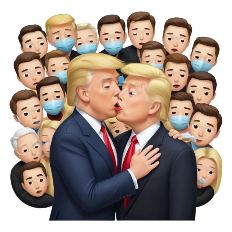 donald trump kissing elon and a bunch of people sick sticker