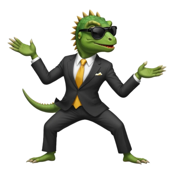 capitalist iguana banker godfather with black sunglasses breakdance no problem sticker