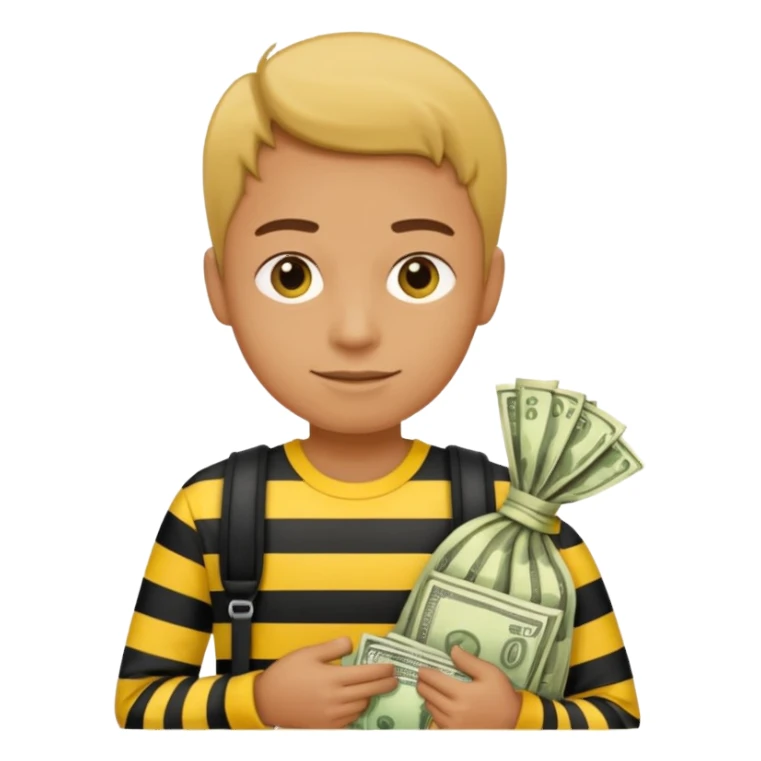 A Robber that just robes a bank** and that has yellow and black stripes that has a bag with money inside sticker