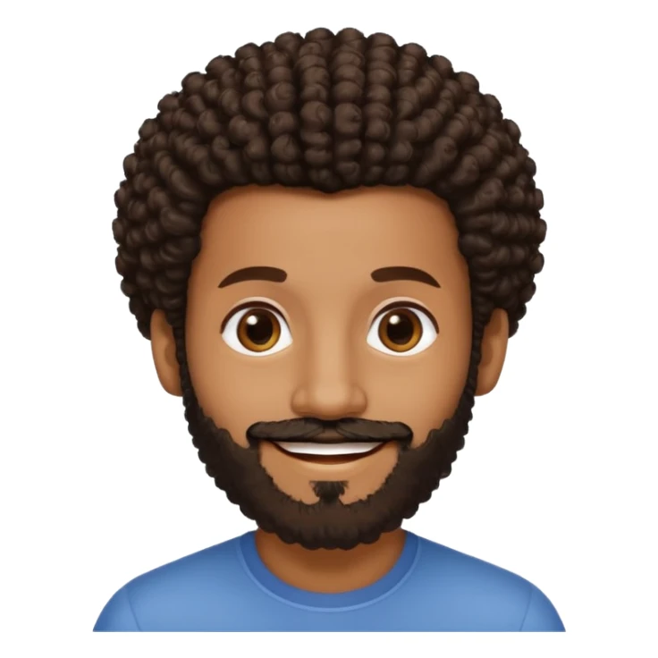 Medium brown skin man with beard and a tiny curly  Afro fade with dark dark brown eyes  sticker
