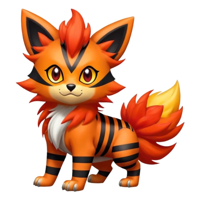 Zorua-Pyroar-Litten-Fakémon-hybrid-creature (full body)  sticker