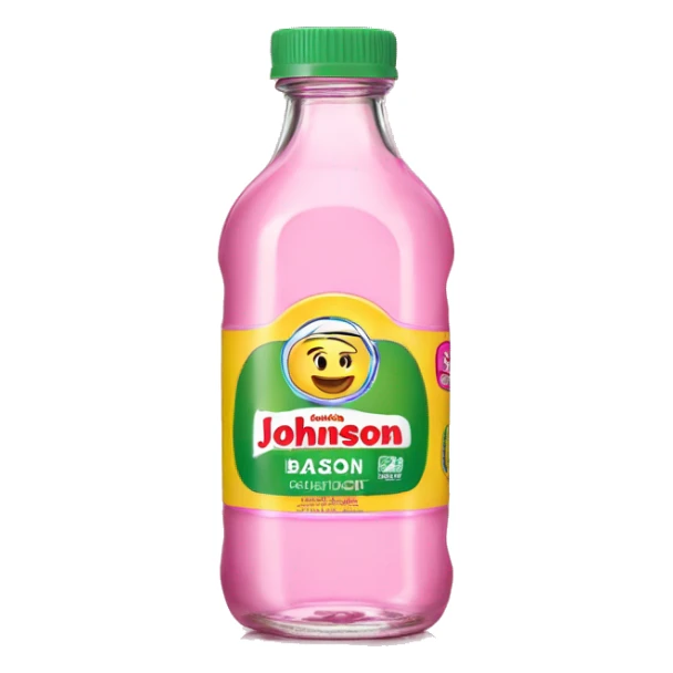 johnson johson baby oil bottle, pink label sticker