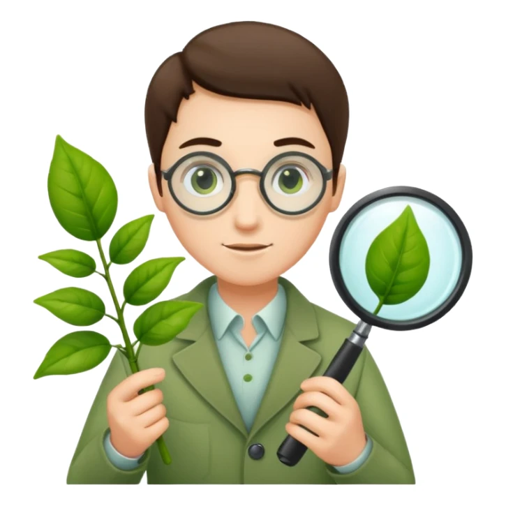 eine Pflanze mit einer Lupe kontrolliert bzw gecheckt wird ohne mensch sticker