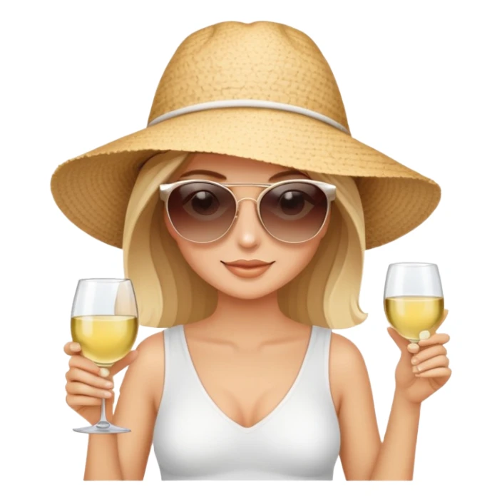 white girl on beach with wine sticker
