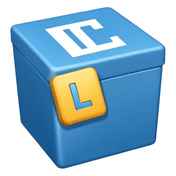 The letters L and R in a blue box 2D sticker