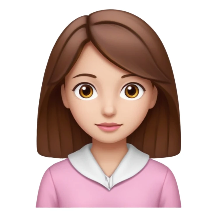 Uma menina com cabelo castanho olhos castanhos muito bonita e arrumada com uma roupa rosa e branca sticker