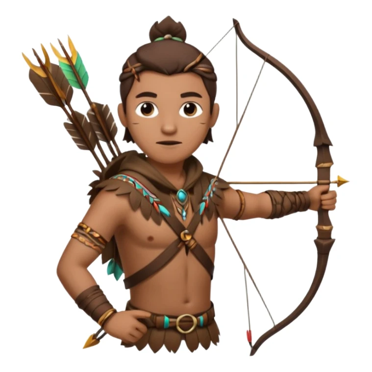 The classic hunter image with a bow and arrow on his back, dressed in brown with some animal made decorations sticker