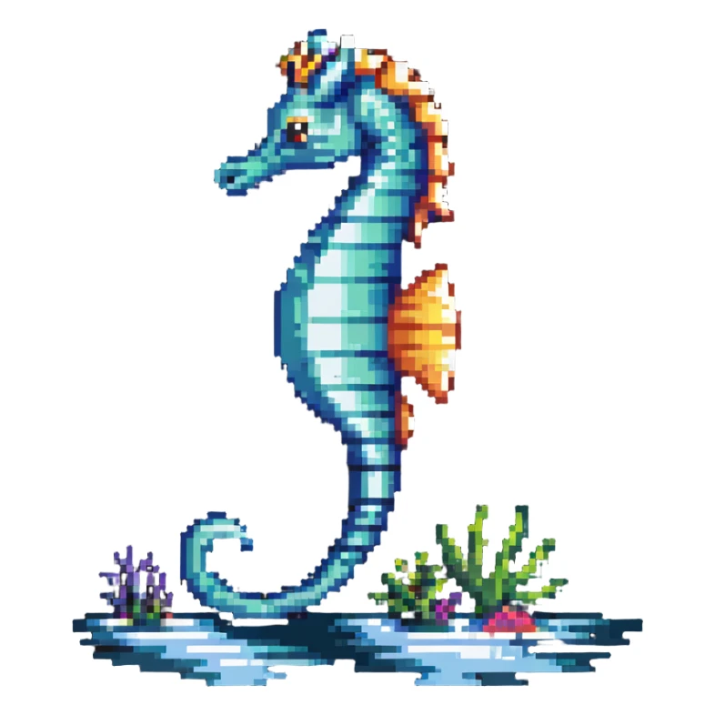 seahorse swimming sticker
