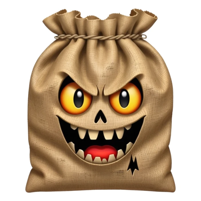 scary bag with frightening face and menacing expression sticker