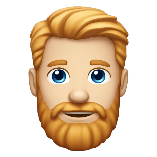 Blond ginger well groomed bearded caucasian man, short hairs, large forehead, blue eyes, red cheeks, lumberjack shirt sticker