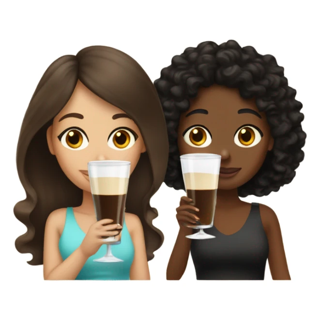 one brown haired girl, one black curly haired girl drinking espresso martinis sticker
